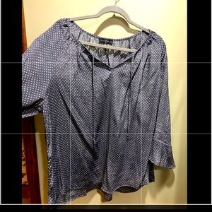 Gray and white polka dot blouse